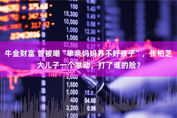 牛金财富 曾被嘲“单亲妈妈养不好孩子”，张柏芝大儿子一个举动，打了谁的脸？